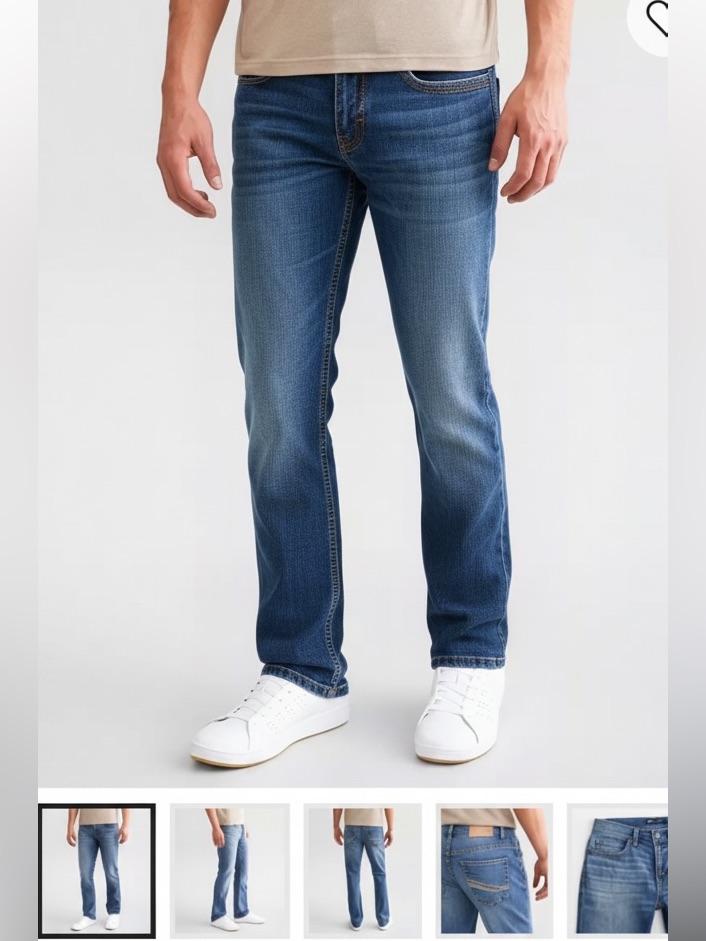 Bke Menâs Straight Jeans In Medium Blue Wash